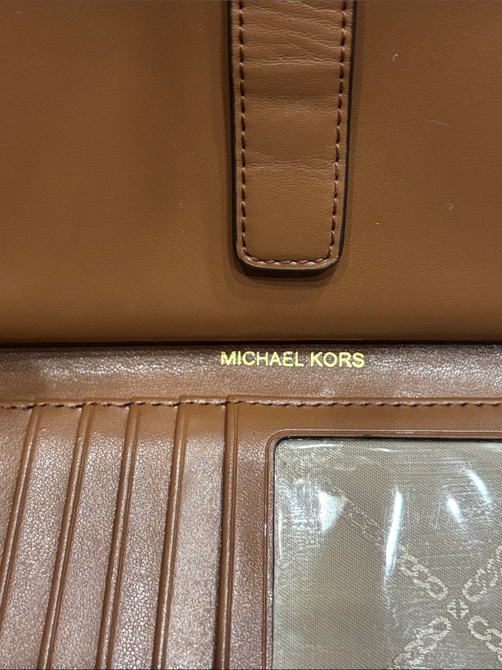 MICHAEL KORS Jet Set Large Signature Logo Stripe Smartphone Wallet | Brown - Picture 12 of 16